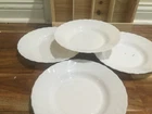 Arcopal France rimmed bowls 9''  Swirl  Milk White Glass Vintage Set of 4 MINT