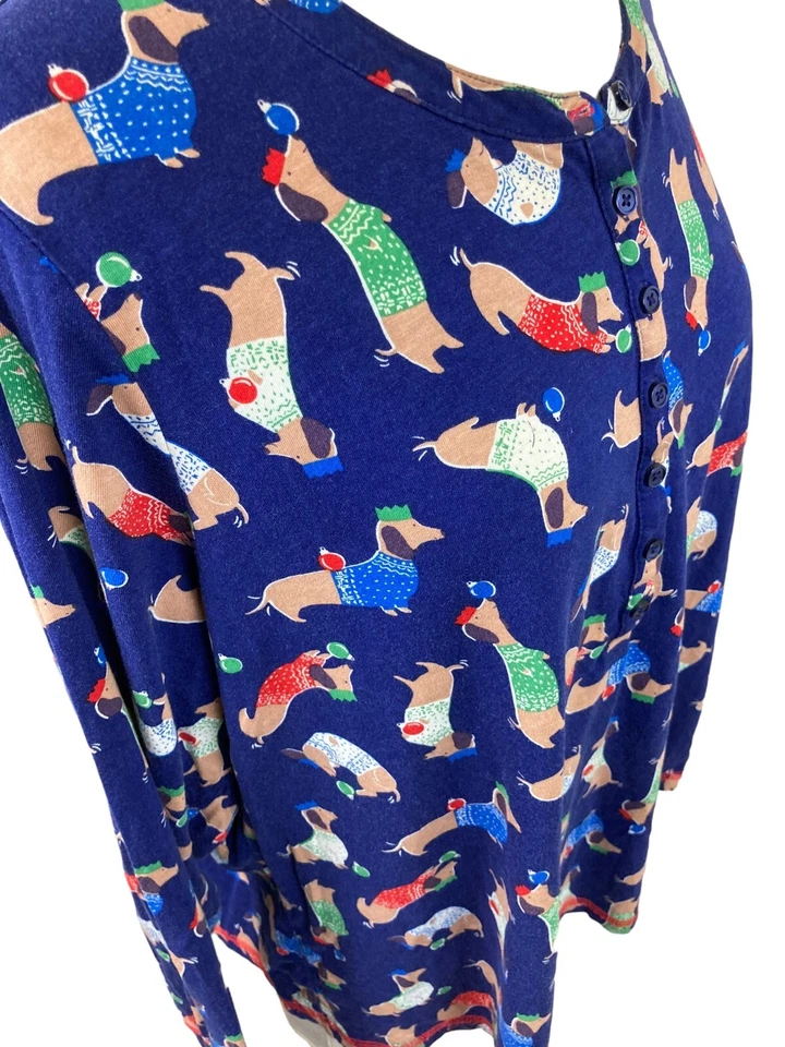Top de pijama Boden Alba azul marino Dachshund perro vacaciones talla EE. UU. 10 Foto 2 de 4