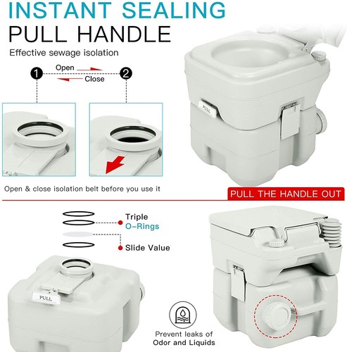 Portable Toilet 5 Gallon 20L Flush porta-potty Outdoor Indoor Travel Camping - Picture 5 of 16