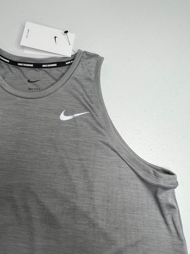 Nike Dri Fit Running Tank Top Wome's Size Large Gray Mesh Back Stretch NWT - Picture 2 of 13