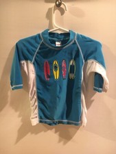 Osh Kosh Toddler Boys Girls Swim Rash Guard Shirt Sz 3T Surfboards Teal Blue L1
