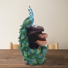 Small Desktop Peacock Water Fountain Waterfall Ornament Humidifier Home Dcor