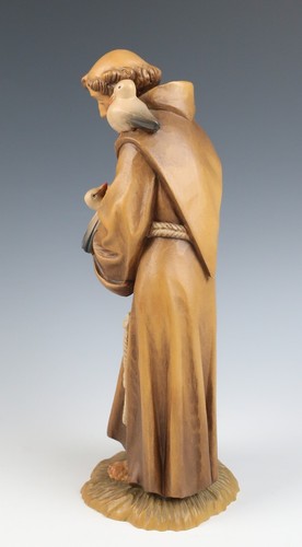 Statuina Anri 10" Bacher San Francesco d'Assisi Italia legno scultura religiosa 25 cm - Foto 5 di 11