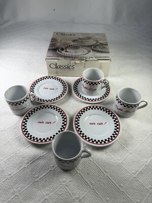 Classics Cafe Italia By Signature Stoneware Coffee Mug & Saucer Set (lot of 8)