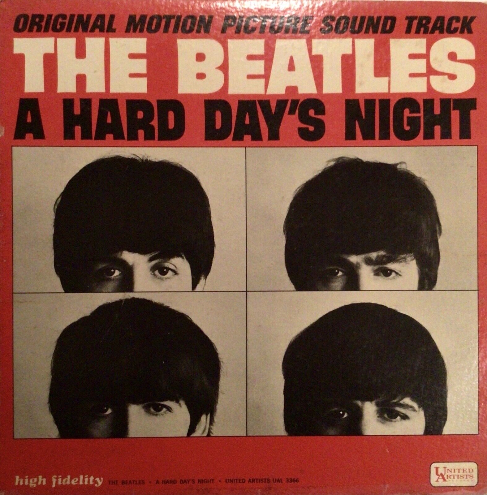 THE BEATLES A HARD DAY'S NIGHT With Misprint-ORIG. 1964 First Edition LP UAL3366