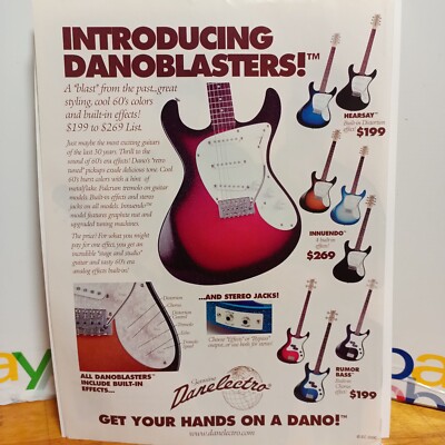 DANELECTRO GUITARS DANOBLASTER  2000  PRINT AD 11 X 8.5.   z3