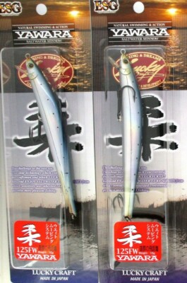 (2) Lucky Craft Flash Minnow 5/8 Oz. Yawara 125FW 5'' Jerkbaits Metallic Sardine