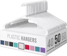 Plastic Hangers 50 Pack White - Clothes Hangers - Makes The Perfect Coat Hanger