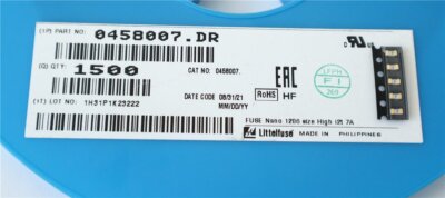 5 Stück SMD-Sicherung/ NANO2 - 63 V DC - 7 A - Träge (T) - 3,18 x 1,58 mm - NEU
