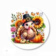 CUTE Turkey Scrapbook Stickers Autumn Labels Thanksgiving Favors Envelope Seals