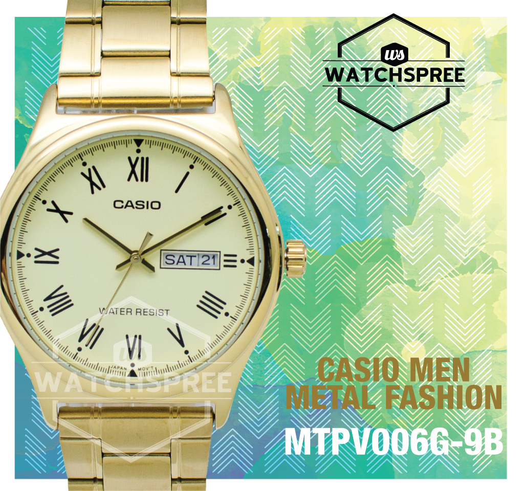 Casio Men's Analog Gold Tone Stainless Steel Band Watch MTPV006G