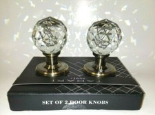 TAHARI 2 BRASS TONE FINISH CLEAR CRYSTAL ROUND DOOR,CABINET,CHEST KNOB,HANDLE