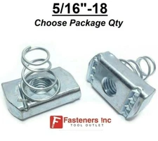 5/16"-18 Spring Nuts (Short Spring) for Unistrut Channel #4134 P4006-EG Zinc