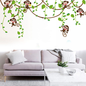 Wandtattoo Sticker Affe Monkey Kinderzimmer Jungle Schlingpflanzen Aufkleber 162 Ebay