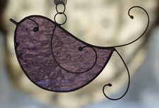 Stained Glass Little Purple Bird Sun Catcher