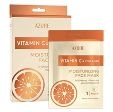 AZURE Vitamin C Collagen Moisturizing Facial Sheet Mask Reduces Creases 5 Pack