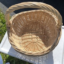 Wicker Rattan Gathering Handle Basket Oval Market Farmhouse Cottage vintage