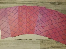 6 pieces of pink with purple designs Scrapbook Paper 4x6 photo mats #808