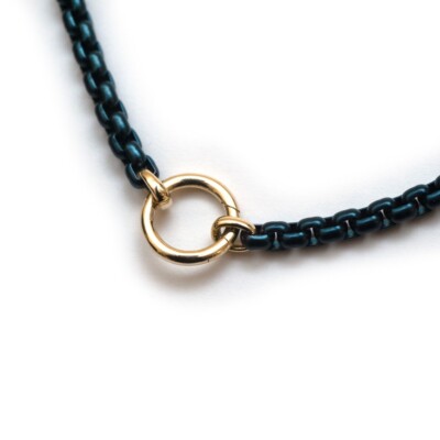 David Jurman 4 mm Bel Air Amulett Fahrzeug 20'' Marineblau Halskette Stahl PVD 14K Silber