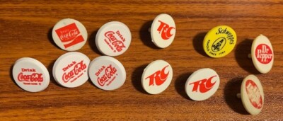 11 Coke,Schweppes,Dr Pepper,RC Cola Soda Golf Divots Used