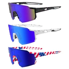3 Pack Polarized Sports Sunglasses for Men Women Youth Baseball Fishing Runni...