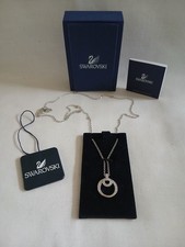 Swarovski Crystal Double Circle Diamante Necklace With Swan Logo 973772 BNIB 