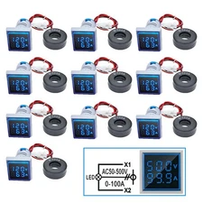 1-10x AC 60-500V 0-100A 22mm 3 in 1 Voltmeter Ammeter LED Digital Volt/AMP Meter