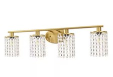 Emeritpro 32 in. 4-Light Gold Crystal Vanity Light, Modern Bathroom Wall