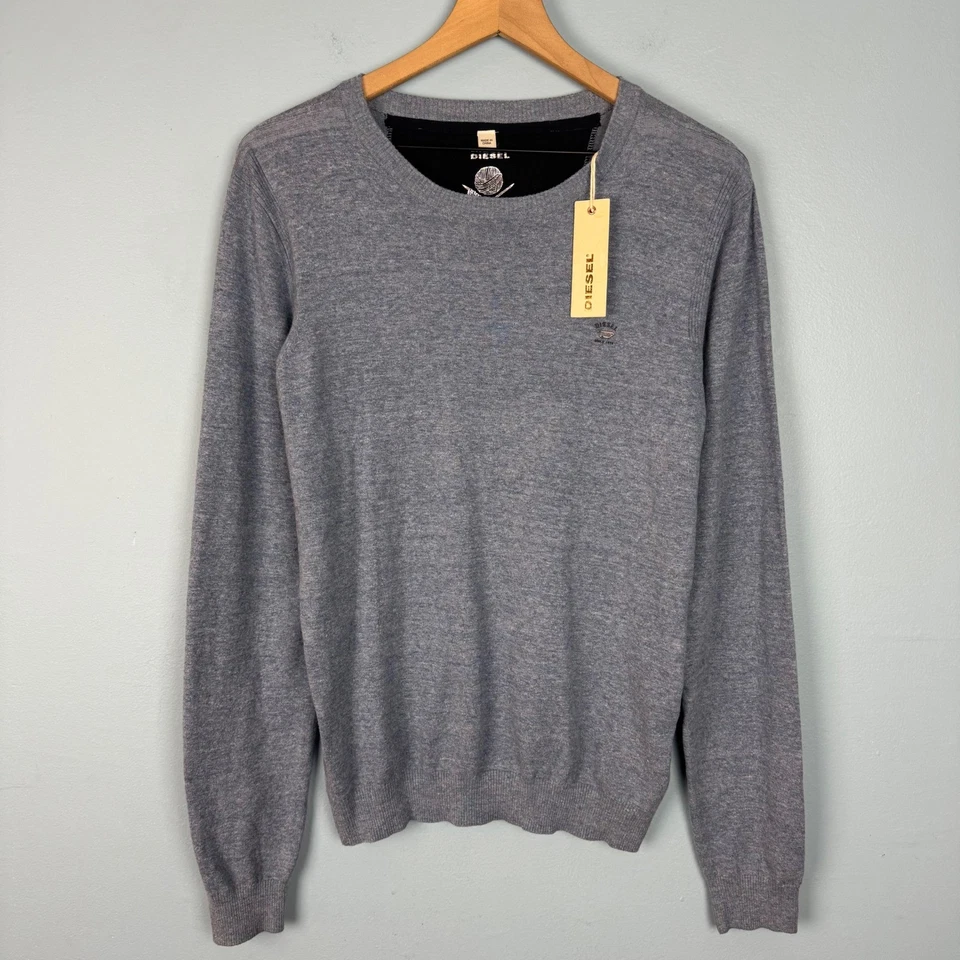 NEW Diesel K-Maniky Pullover Sweater Jumper Men's L Blue Cotton Blend Crew Neck - Image 2 of 4