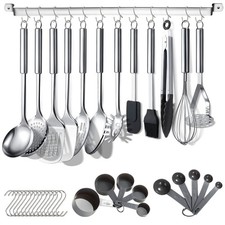 Berglander Kitchen Utensils Set 38 Pieces, Stainless Steel Cooking a. Silver