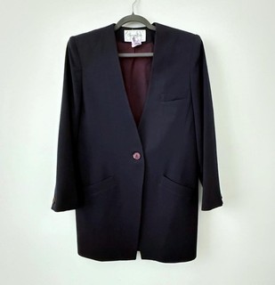 Vint. Christian Dior The Suit Collarless Blazer Jacket 100% Wool Sz 10 Paris NY