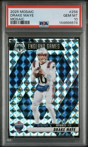2025 Panini Mosaic Silver Prizm Drake Maye PSA 10