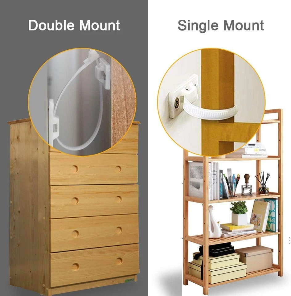 Correas de anclaje de pared ajustables para muebles seguros para bebés y mascotas - Kit de fácil instalación Foto 4 de 4