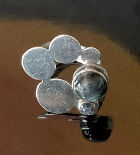 RARE KAUNIS KORU FINLAND VINTAGE MODERNIST SPECTROLITE STERLING SILVER RING KK - Picture 5 of 13