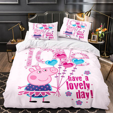 Personalised Custom Duvet Cover 04.Peppa Pig/George Pig Cartoon Quilt Bed Decor