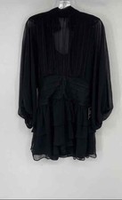 Express Womens Black Tiered Ruffle Long Sleeve Mock Neck Mini Dress Size 8