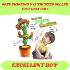 Dancing Cactus Repeat Talk Sing Glow Interactive Plush Toy for Kids USB USA
