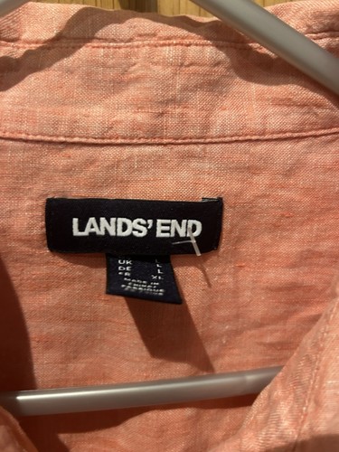 Lands End Coral Pink Linen Top Size L (14) - Picture 3 of 3