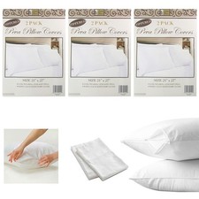 6 Hotel Pillow Plastic Cover Case White Waterproof Zipper Protector Bed 21 X 27
