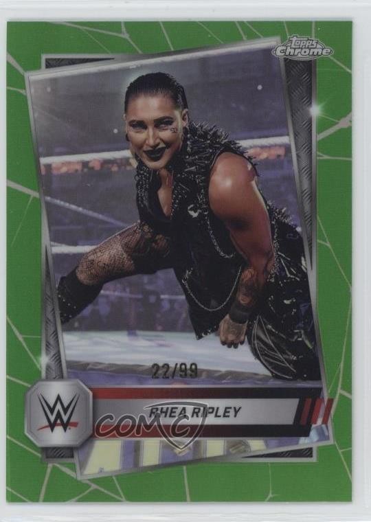 2025 Topps Chrome WWE   Rhea Ripley #80 Green Refractor 22/99