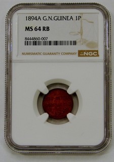 German New Guinea 1894 A 1 Pfennig NGC MS 64 RB