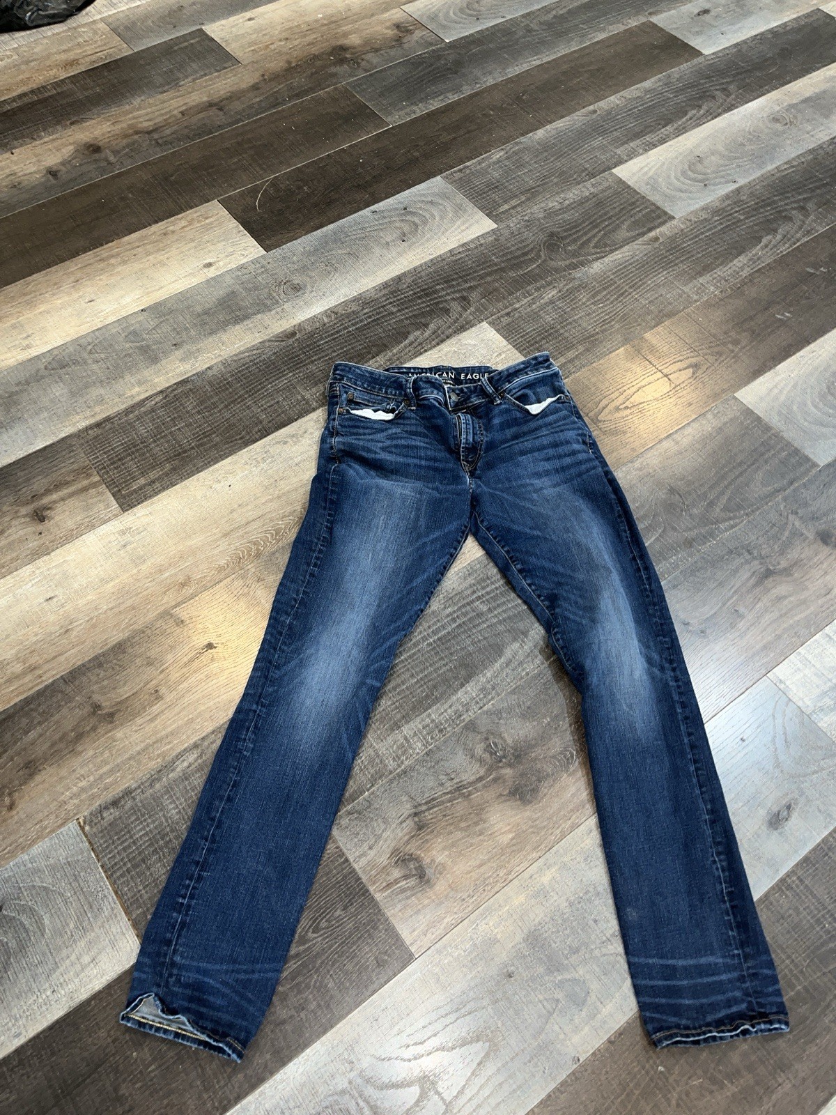 American Eagle Outfitters Women's Blue Denim Stretch Jeans Button Zip Pockets
