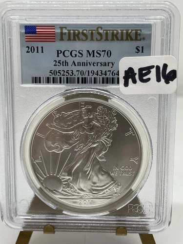 2011 1 oz Silver American Eagle MS-70 NGC 25th Anniversary First Strike AE-16