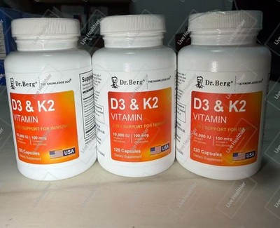 Dr. Berg's D3 & K2 Vitamin, 3 PACK, 5000 IU, 50 mcg per serving, 60 Caps x 3