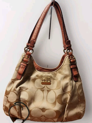 Borsa a tracolla Coach Madison Maggie marrone kaki firma pelle pesca