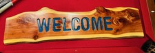 Rustic Cedar wood "Welcome" Wall Hanging: Handcrafted Wood Sign 37  x9  