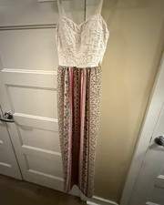 Lily Rose XS Sweetheart Lace Bodice Floral Strappy Sleeveless Maxi Dress