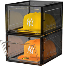Hat Organizer Box, Stackable Clear Baseball Caps Holder Box Containers with Magn