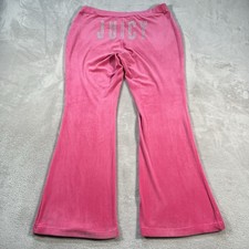 Juicy Couture Velour Track Pants Pink Rhinestone Y2K Lounge Sweatpants Women  s L