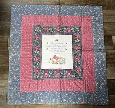 Handmade Cross-Stitch Baby Quilt Blanket Vintage Religious